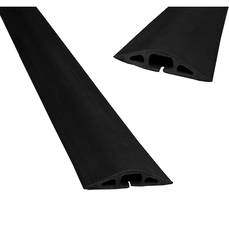 Electriduct Cable Protector, 3/4 in H, 30 in L, 3-1/4 in W, 3 Channel, Rubber, Black D-2-30-BK